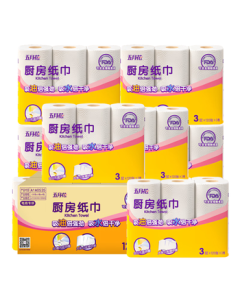 May Flower Kitchen Paper Towels, 3-Ply 120 Sheets*12 Rolls, Strong Oil & Water Absorption, Food-Safe, Hand Wiping, Whole Case