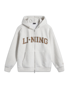 Li Ning Fleece-Lined Hoodie Unisex Fashion Loose Open-Front Hooded Sport Jacket AWDUA11