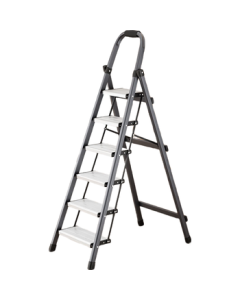 Chuangshuo Home Safety Folding Ladder, Heavy-Duty A-Frame Ladder with Thickened and Reinforced Steps, Gray 6-Step Aluminum Tread Ladder