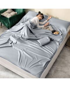 JAJALIN Travel Hotel Anti-Dirt Skin-Friendly Sleeping Bag Sheet, Portable Double-Sized for Travel and Business Trips, Gray, 180*210cm
