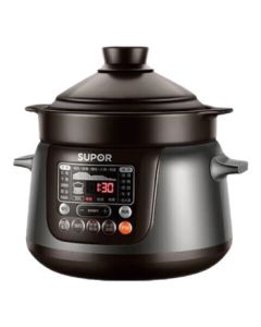 SUPOR Electric Stew Pot, Multi-functional Home Soup Pot with Smart Reservation, Purple Clay Inner Pot, Floating Base Heating, Gray, 4L DG40YC36