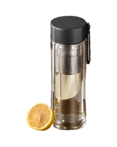 Xiaomi MiJia Glass Cup Double-Layer with Tea Strainer, Heat-Resistant Tea Infuser Mug, Thickened Transparent 400mL Metal Gray