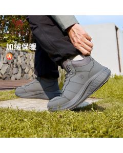 CAMEL Men's High-Top Casual Shoes with Fleece Lining, Water-Resistant Leather Upper K14C60Q8665 Dark Gray 42