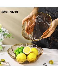 CAIZHI Fruit Tray Living Room Snack Tray Light Luxury Style Candy Nut Dry Fruit Plate Champagne Color CZ6854