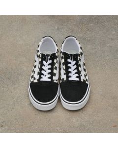 VANS Official Ward Black & White Checkerboard Street Style Patchwork Women's Sneakers - Black & White Checkerboard - Size 38