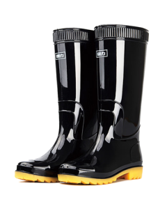 Warrior Rain Boots for Men, Waterproof Anti-Slip Durable Rubber Shoes, Lightweight Chef Shoes, Rain Boots Overshoes 807, Black High-Cut, Size 43