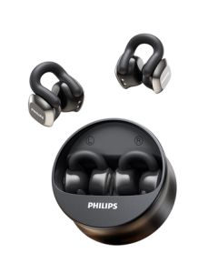 PHILIPS Bluetooth Earphones, Open-Ear Clip-On True Wireless Bone Conduction Concept, Non-In-Ear Sports Running Headset with Call Noise Cancellation, Compatible with Huawei Apple TAQ4220 - Black