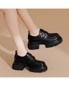 Daphne【Platform Loafers】Chunky Sole Casual Shoes Versatile Commuting Work Shoes JK Women's Shoes Black 37