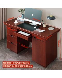 Juguan Solid Wood Paint Office Desk with Keyboard Drawer Wooden Writing Desk Computer Staff Financial Office Desk 1.4 Meters