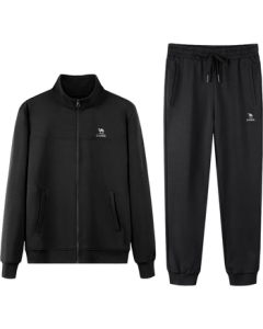 CAMEL Men's Running Sportswear Set Stand Collar Long Sleeve Two-Piece Tracksuit 7C1226L5464 Phantom Black XXL