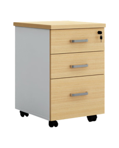 Maisen Mobile Cabinet, Office Staff File Storage Drawer Small Low Cabinet, Maple + White MS-HDG