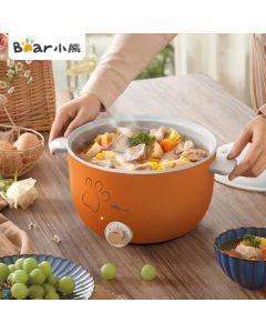 Bear Multi-Function Pot 3L Large Capacity Electric Hot Pot for Steaming, Boiling, Stir-Frying, and Hot Pot Cooking, Vibrant Orange DRG-E30R6
