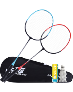 DHS (Double Happiness) Badminton Racket Set P100 - Training & Competition Rackets for Adults, Kids & Students with Anti-Wear Deep Grooves (Includes 3 Shuttlecocks)