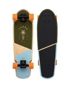 Decathlon Skateboard Fish Board for Street Cruising, Adult Beginners, Professional Four-Wheel Longboard, Blue-Orange Small Palm-2923042