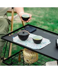 Wanqiantang Travel Tea Set Portable Bag Quick Cup Ceramic Kung Fu Tea Set with Portable Bag "As You Wish" A Black Iron Glaze