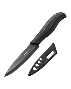 BAYCO Ceramic Knife 4-inch, Black Blade Fruit Peeling Knife with Sheath, No Sharpening Needed BD014