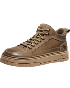 CAMEL Classic Retro Men's High-Top Workwear Skate Shoes with Thick Sole - G15W136047 Khaki 43