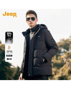 JEEP [Windproof & Warm] 2025 New Autumn/Winter Men's Mid-Length Down Jacket Thick Solid Color Minimalist Cold-Weather Coat