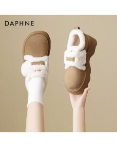 Daphne Women's Snow Boots 2025 New Birkenstock Shoes, Fleece-Lined Thickened Warm Slip-On Shoes, Camel, Size 35