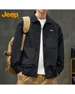 JEEP Men's Jacket, Autumn and Winter Loose Workwear Executive Coat, Trendy Casual Men's Clothing, Black XL
