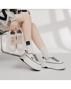 Daphne Platform Sneakers Women's Fashion Casual Shoes - White, Size 40