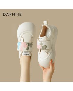 Daphne Women's Casual Shoes Thick-Soled Round-Toe Velcro Sneakers 4023404460 Beige 36