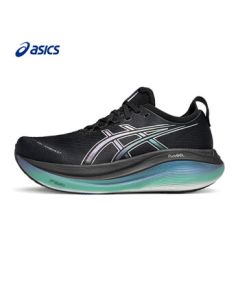 ASICS Men's Cushioned Running Shoes GEL-NIMBUS 27 PLATINUM Black/Green 42