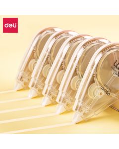 deli 71517 150m Large Capacity Correction Tape for Students and Office Use, Break-Resistant Correction Tape (5 Correction Tapes/Card) 1-Card Pack