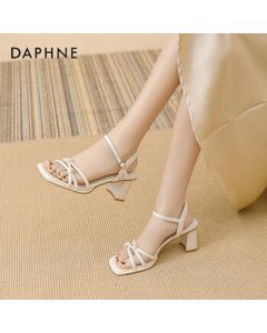 Daphne Women's Sandals 2025 Summer Strappy High Heel Roman Sandals with Bow Detail - Beige, Size 37