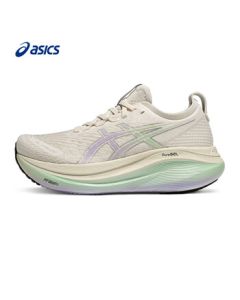 ASICS Women's Cushioned Running Shoes GEL-NIMBUS 27 PLATINUM White/Green Size 38