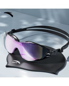 ANTA Water's Eye Swimming Goggles HD Anti-Fog Waterproof Men's Medium Frame Professional Women's Swim Cap & Goggles Set Dazzling Black