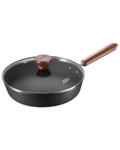 SUPOR Frying Pan, Home Use Titanium Non-Stick Coating-Free Cast Iron Skillet EJ28AYT01 with Lid