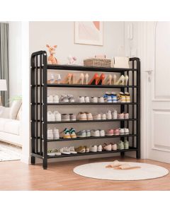 Forest Shoe Rack Multi-Layer Shoe Cabinet Simple Slipper Stand Rental Living Room Storage Shelf 6-Tier 100 Black