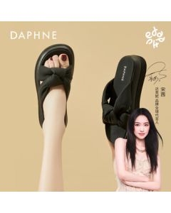 Daphne Women's Slippers New Summer Trendy Thick-Soled Anti-Slip Comfortable One-Strap Sandals Black 40