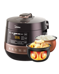 Midea Electric Pressure Cooker with Spherical Inner Pot, 4.8L, for 4-6 People, Fully Automatic Smart Pre-set, 70kPa High-Pressure Fast Cooking, Soup & Stew Pot YL50Easy203