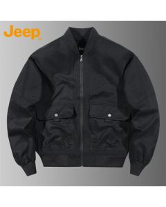 JEEP Men's Jacket, Loose Baseball Collar Casual Spring and Autumn Coat Workwear Men's Clothing - Black, Size L