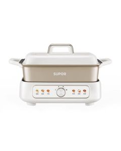 SUPOR Electric Hot Pot 5L Large Capacity Multi-functional Cooking Pot, Household Electric Cooking Pot, Steamer, Wok, Detachable Hot Pot, Grill Pan, Steaming, Frying, Boiling, and Stewing All-in-One H50FK902A