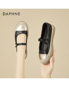 DAPHNE Women's Fashionable Fisherman Flats in Small Luxe Style - Soft-Soled Casual Slip-On Shoes, Black, Size 37