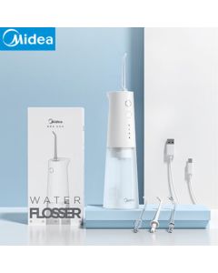 Midea Water Flosser, Dental Flosser, Oral Irrigator, Teeth Whitening Device, Teeth Cleaner with Portable Detachable Water Tank, 100-Day Battery Life, Orthodontic Nozzle, Xiaomi White