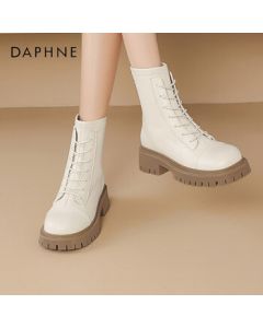 Daphne Women's Martin Boots British Style Platform Ankle Boots Spring Autumn Single Boots Height Increasing Boots 4024605003 Beige 35
