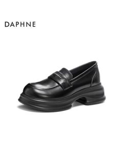 Daphne British Style Platform Loafers for Women, Spring/Autumn New Arrival 4025101306, Black, Size 37
