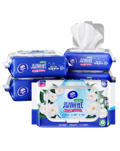 Vinda Flushable Wet Toilet Tissue, Family Pack 80 Sheets * 5, Camellia Extract, Thickened Cleansing Wet Wipes, Flushable Wet Wipes