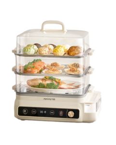 Joyoung Electric Steamer with 24H Smart Reservation, 1600W Fast Fresh-Lock Steaming, 24L Large Capacity, 3D Visual Water Tank, Multi-Functional Home Electric Steamer, Full Transparent Window & Stainless Steel Steam Tray GZ578