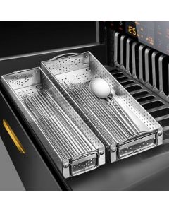 General Meal 304 Stainless Steel Chopsticks Box Disinfection Cabinet Utensil Storage Basket with Drainage Rack for Forks and Spoons [Small Size]