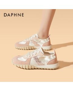 DAPHNE Women's Chunky Sole Trainer Shoes 2025 Summer Versatile White Sneakers Casual Flat Shoes for Women