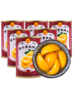 Hongta Canned Yellow Peach 425g×6, Ready-to-Eat, No Preservatives Added, Traditional Brand, Mid-Autumn Festival Gift