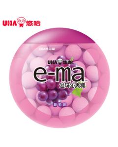 UHA E-Ma Refreshing Candy 33g Grape Flavor - Date & Kiss Candy for Fresh Breath, Imported from Japan