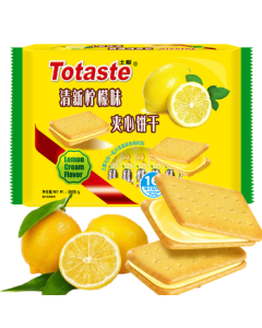 Totaste Refreshing Lemon Sandwich Biscuits 380g, Snacks for Kids, Pregnant Women, Breakfast, Office, Leisure, Cake Pastry