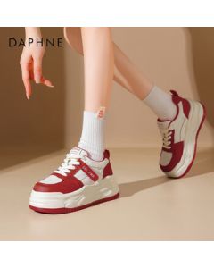 Daphne Women's Casual Shoes Thick-Soled Platform Sneakers Versatile White Sports Shoes 4024101217 Red 39