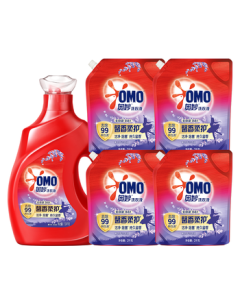 OMO All-in-One Lavender Fabric Care Laundry Detergent 19.8 Jin (1.9KG Bottle*1 + 2KG Bag*4) with Long-lasting Fragrance